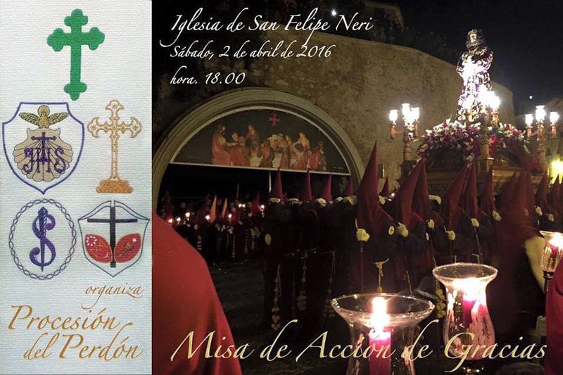 Este sábado a las 18 horas se celebra la Misa de Acción de Gracias de la procesión de El Perdón