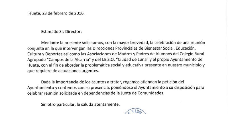 El Ayuntamiento de Huete achaca el alto absentismo escolar a los recortes de Page en Bienestar Social