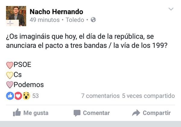 Riolobos califica de “radical, imprudente y desafortunado” el comentario de Nacho Hernando en una red social