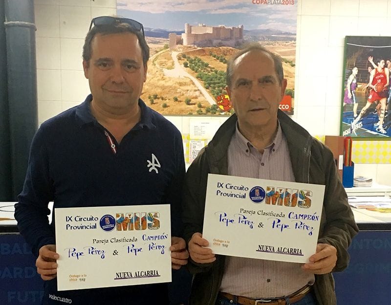 José y José Antonio Pérez y José Pastor y Francisco Martínez, vencedores en el IX Circuito Provincial de Mus