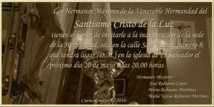 INVITACION INAUGURACION SEDE CRISTO DE LA LUZ
