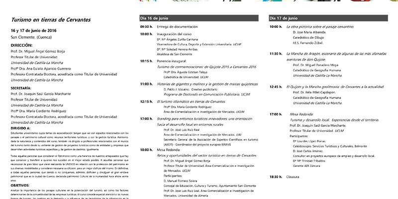 San Clemente acoge un curso de la UCLM sobre el turismo en Tierras Cervantinas
