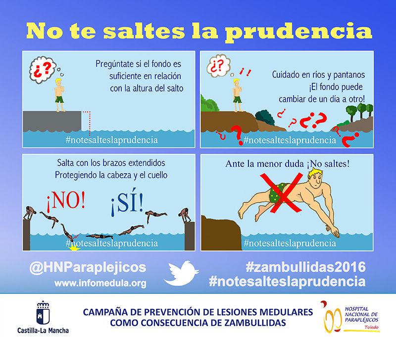 ‘No te saltes la prudencia’, nuevo eslogan del Hospital Nacional de Parapléjicos para prevenir las tetraplejias por una mala zambullida 3 ‘No te saltes la prudencia’, nuevo eslogan del Hospital Nacional de Parapléjicos para prevenir las tetraplejias por una mala zambullida