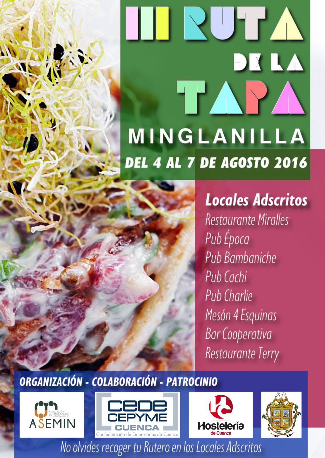 Minglanilla acogerá la tercera ruta de la tapa del 4 al 7 de Agosto 3 Minglanilla acogerá la tercera ruta de la tapa del 4 al 7 de Agosto