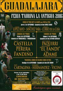 Aunque se presenta el Jueves la Corrida de Toros Alcarreña Feria La Antigua 2016, Castella, Perera, Fandiño, Paquirri, El Fandi y Adame en los carteles 2 Feria taurina de Guadalajara