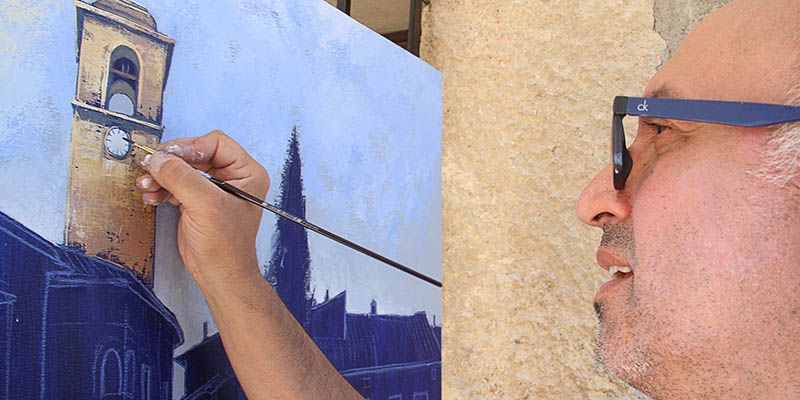 ‘La Torre del reloj’ de Behsad Arjomandi gana el primer premio del VII Concurso de Pintura Rápida Villa de Almonacid
