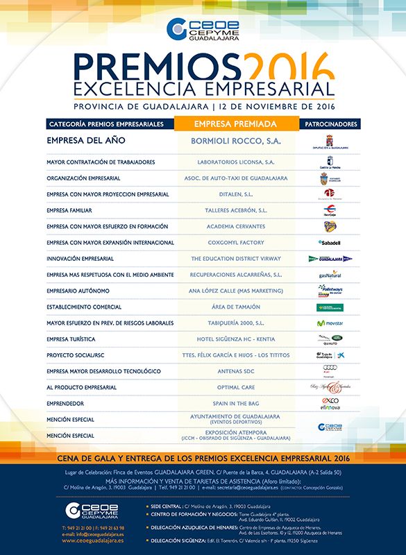 CEOE-Cepyme Guadalajara ultima detalles para los Premios Excelencia Empresarial 2016 3 CEOE-Cepyme Guadalajara ultima detalles para los Premios Excelencia Empresarial 2016