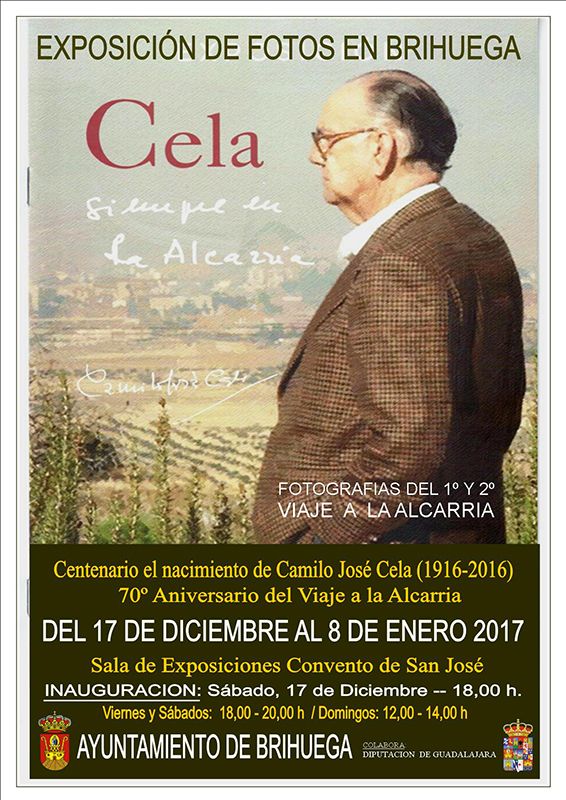 El sábado 17 se inaugura la exposición de fotos en Brihuega «Cela, siempre en la Alcarria»