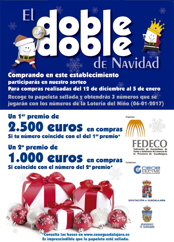 Regresa a Guadalajara la campaña "El doble, doble de Navidad" con hasta 3.500 euros en compras 3 Regresa a Guadalajara la campaña «El doble, doble de Navidad» con hasta 3.500 euros en compras