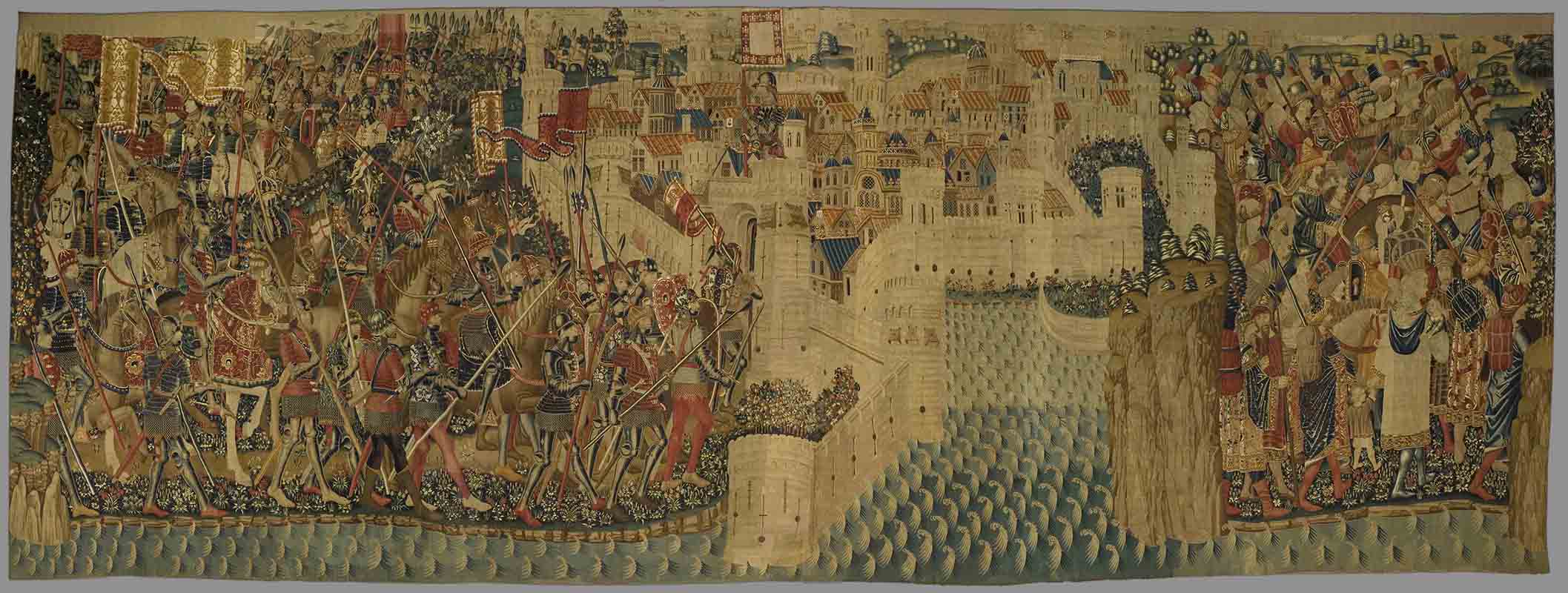 Los tapices flamencos de Pastrana: “Las hazañas de un Rey” 1 Tournai, h. 1472-1480, Lana y seda; Doornik, circa 1472-1480, Wol en zijde;
368x1108cm