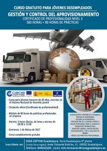 CURSO GRATUITO CEOE APROVISIONAMIENTO LOGISTICA GARANTIA JUVENIL MARZO 2017