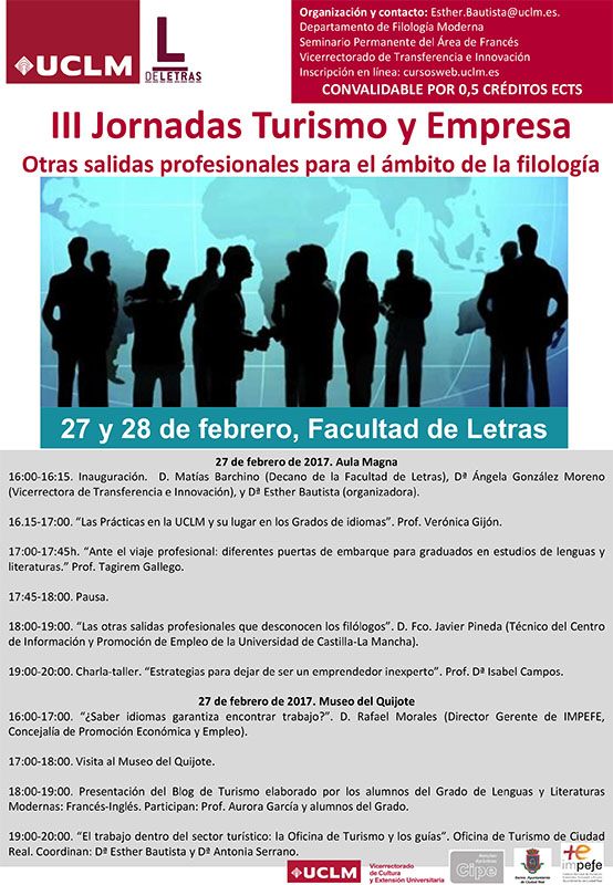 Unas jornadas de la UCLM informarán a los alumnos de Filología de las salidas laborales en el sector turístico y empresarial