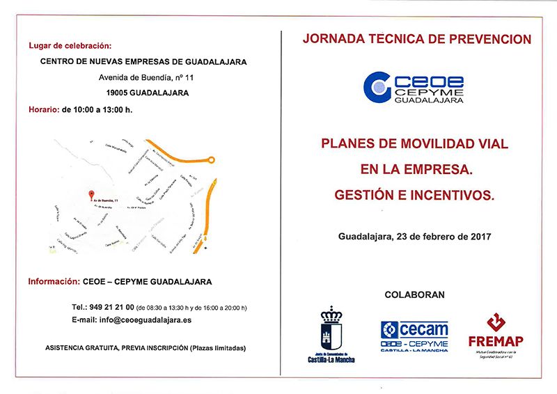 CEOE-Cepyme Guadalajara realizará una jornada informativa sobre los planes de movilidad vial en la empresa