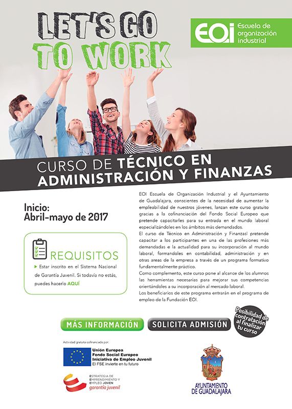 Ayuntamiento de Guadalajara y EOI ponen en marcha el Curso de Técnico en Administración y Finanzas 2 CARTEL CURSO TECNICO ADMON0001