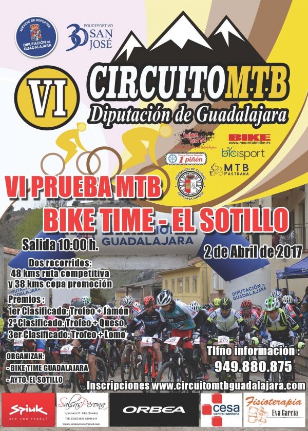 El domingo 2, VI Bike Time-El Sotillo, segunda prueba del Circuito MTB Diputación de Guadalajara