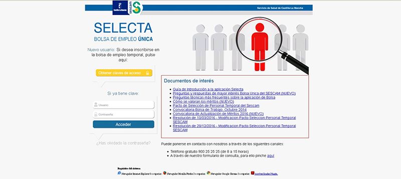 El SESCAM remite al DOCM el aviso de publicación de los listados definitivos de la Bolsa de Trabajo