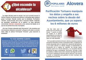El PP denuncia que la alcaldesa de Alovera manipula los datos y engaña sobre la deuda, que ya supera los 6 millones