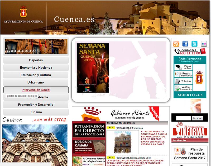 La web del Ayuntamiento de Cuenca conecta con las retransmisiones de las procesiones del Museo de la Semana Santa
