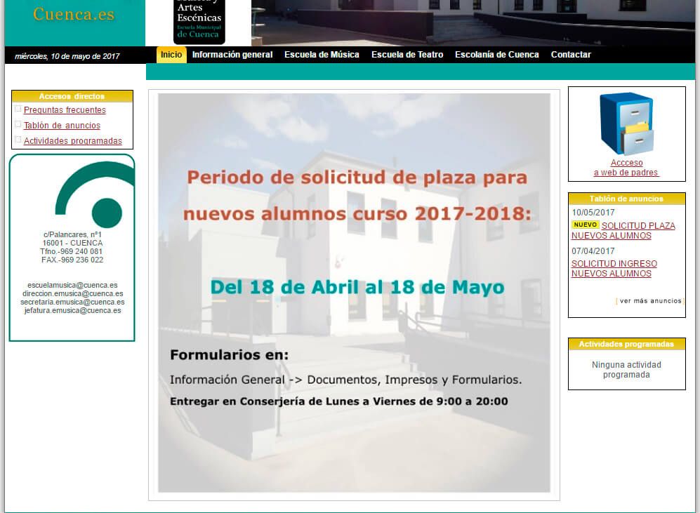 La Escuela Municipal de Música de Cuenca cierra el plazo de preinscripción para nuevos alumnos el jueves 18 de mayo 3 La Escuela Municipal de Música de Cuenca cierra el plazo de preinscripción para nuevos alumnos el jueves 18 de mayo