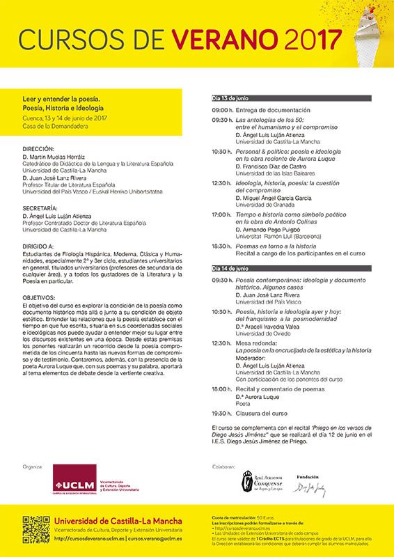 La UCLM recupera el curso de verano Leer y entender la poesía