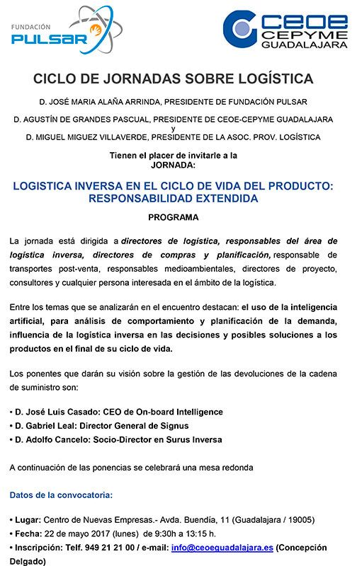 La Fundación Pulsar y CEOE-Cepyme Guadalajar organizan una jornada sobre logística inversa