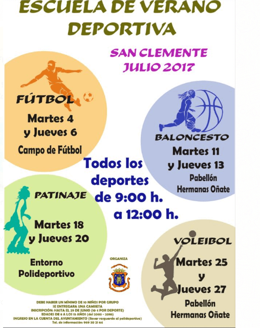 Abierto el plazo de inscripción para participar en la escuela de verano deportiva de San Clemente