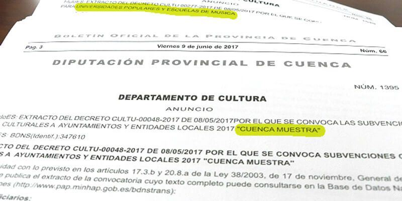 Diputación de Cuenca destina 170.000 euros a la formación y dinamización cultural de los municipios de la provincia