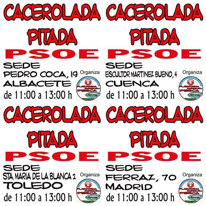 Los pescadores articula caceroladas contra el Partido Socialista