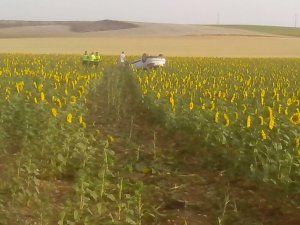 Un turismo acaba en un campo de pipas tras salirse de la autovía en Castillo de Garcimuño 