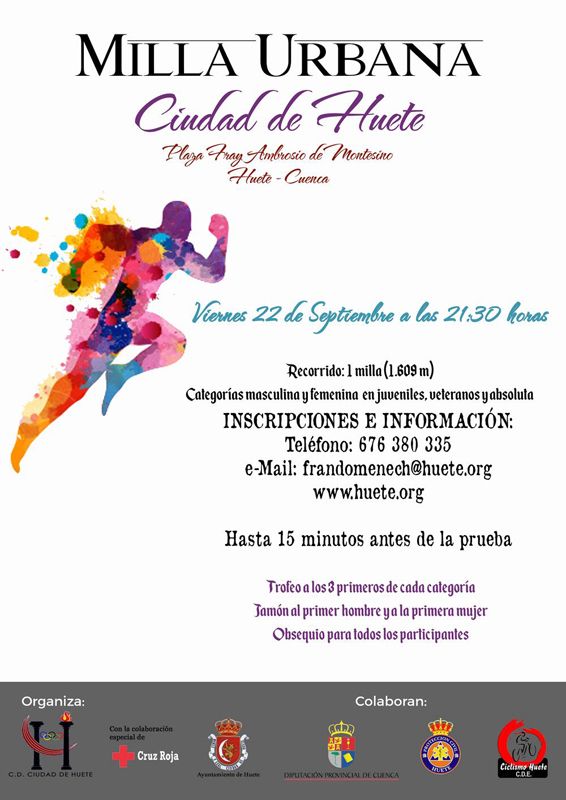 Las Fiestas de La Merced acogerán la prueba de atletismo Milla Urbana Ciudad de Huete