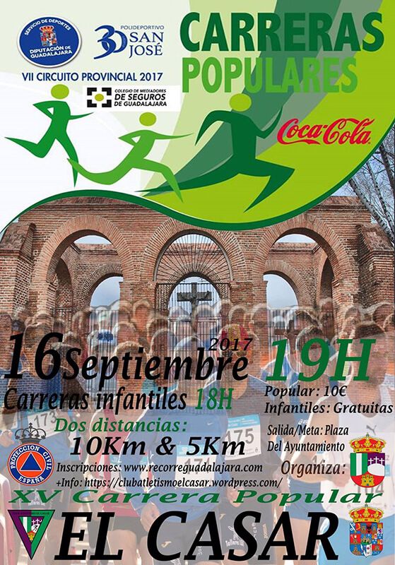 El sábado se celebra la XV Carrera Popular El Casar, séptima prueba del Circuito Diputación de Guadalajara