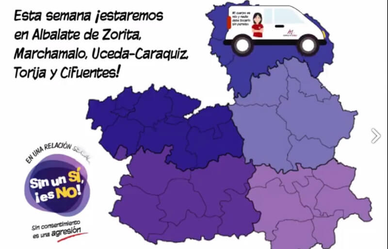 La campaña ‘Sin un sí, es no’ para prevenir y concienciar sobre la violación en cita llega a Albalate, Uceda, Marchamalo, Cifuentes y Torija