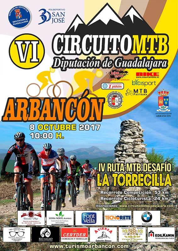 El domingo 8, IV Ruta MTB Desafío La Torrecilla en Arbancón, penúltima prueba del Circuito Diputación de Guadalajara