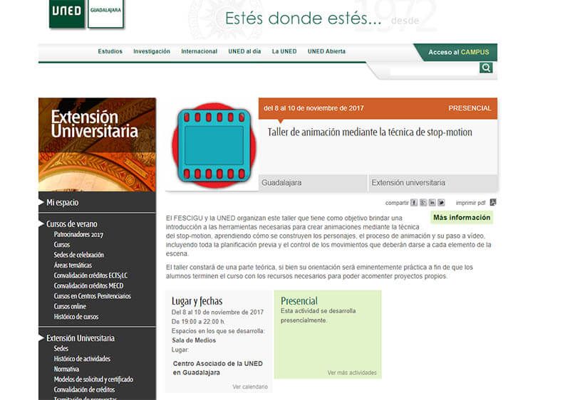 FESCIGU y UNED organizan un taller de stop motion