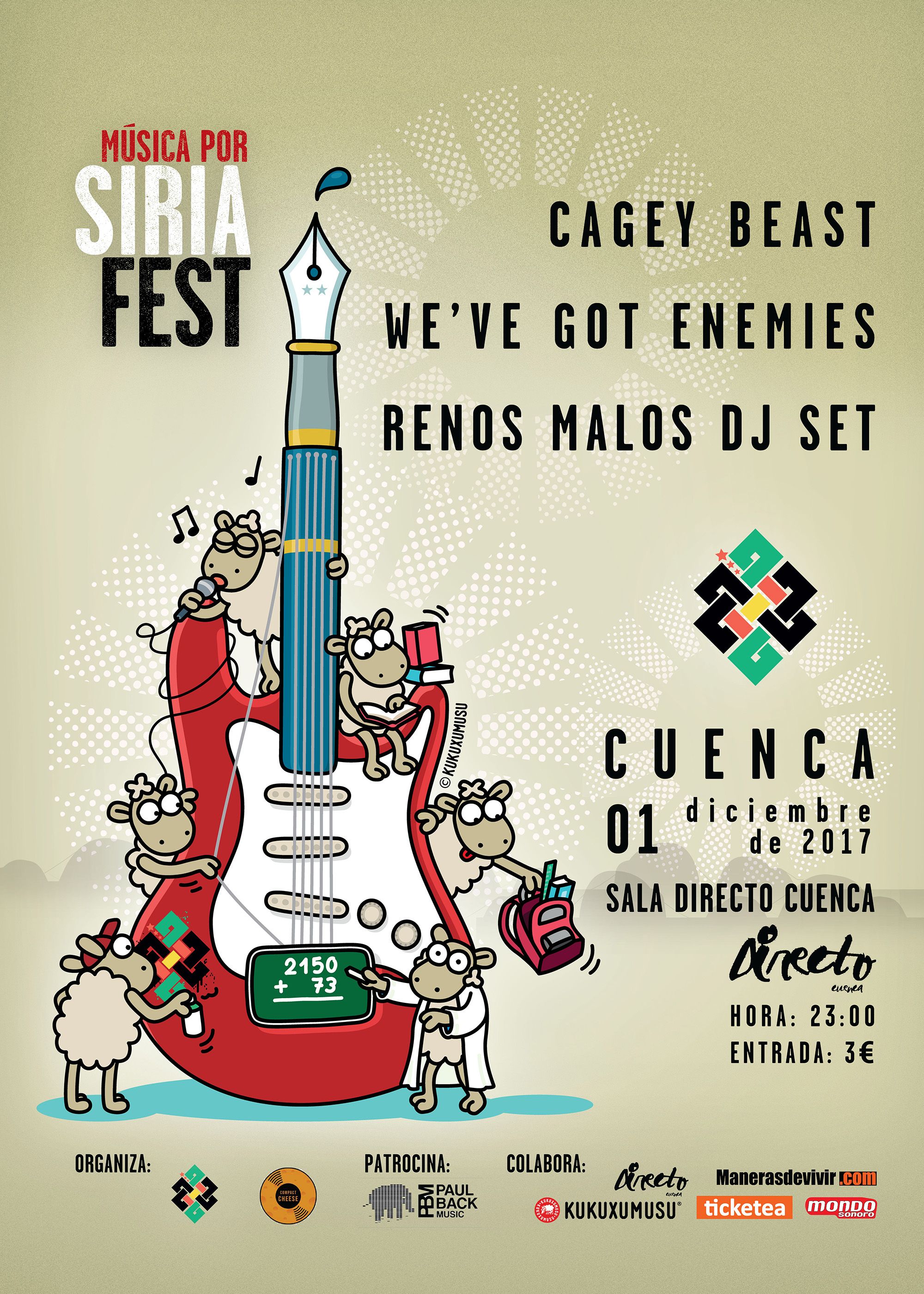 Compact Cheese Music organiza en Cuenca el festival Música Por Siria Fest el próximo 1 de diciembre