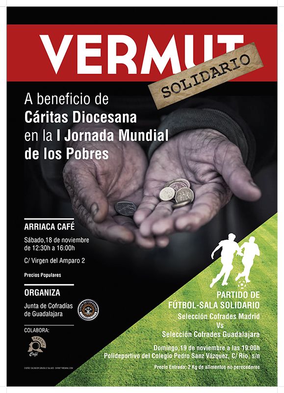La Junta de Cofradías de la Semana Santa de Guadalajara organiza un vermut solidario y un partido de fútbol para luchar contra la pobreza