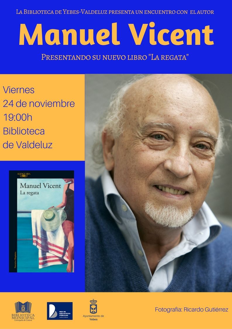 Manuel Vicent presentará el 24 de noviembre su última obra ‘La regata’ en la biblioteca de Valdeluz