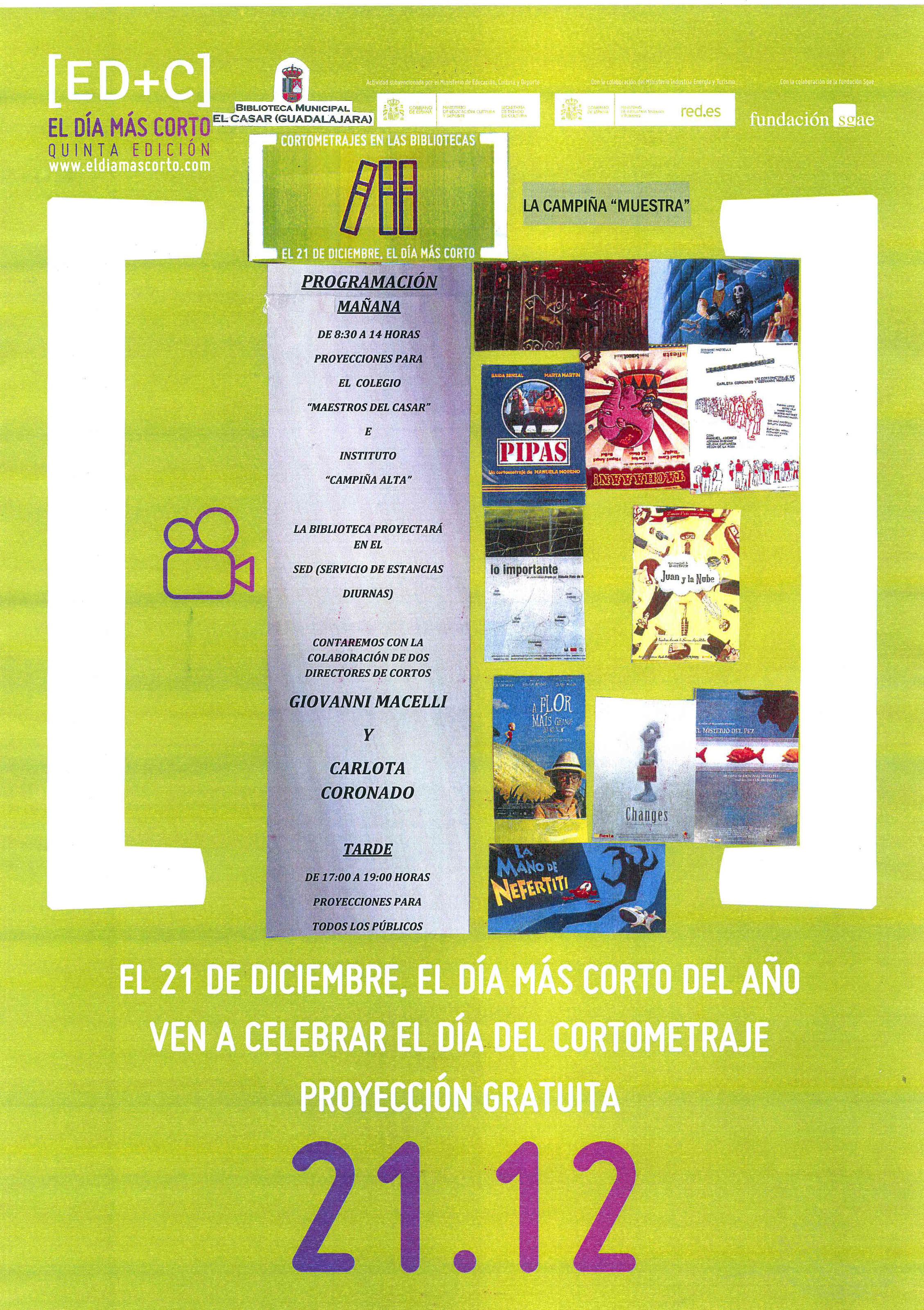 El Casar se suma al ‘Día del Cortometraje’ con una intensa jornada de proyecciones para todos los públicos
