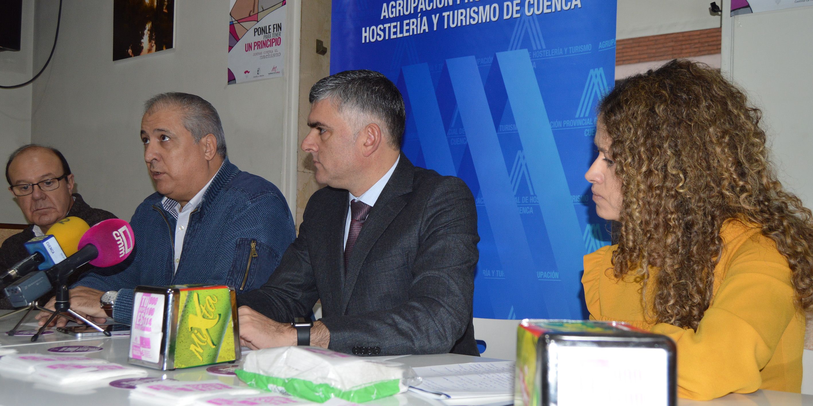 El Gobierno regional y los hosteleros conquenses, unidos de nuevo en contra de la violencia machista.