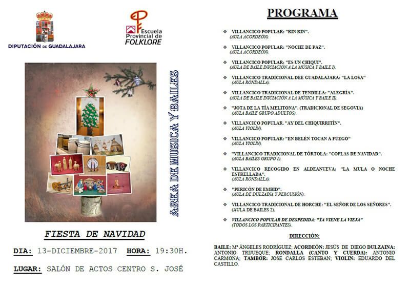 La Escuela de Folklore de Diputación de Guadalajara celebrará su Fiesta de Navidad