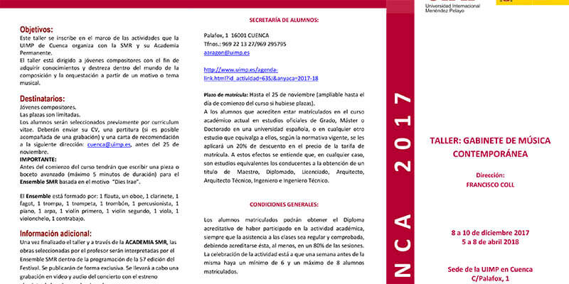 La sede de la UIMP de Cuenca acoge un Gabinete de Música Contemporánea