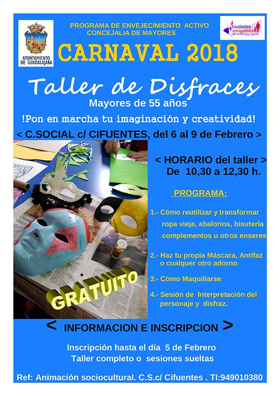 El programa de Envejecimiento Activo de Guadalajara pone en marcha su taller de disfraces para mayores de 55 años