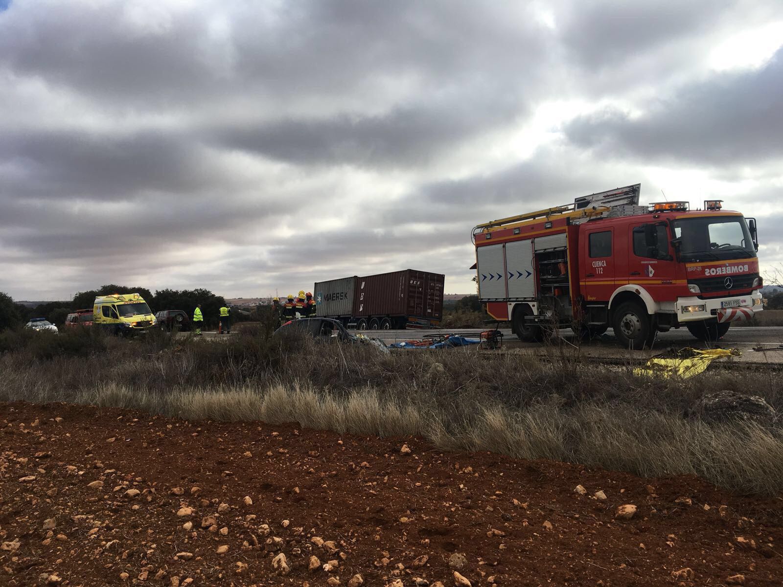 Fallece una mujer de 66 años en un choque entre un coche y un camión en Cuenca