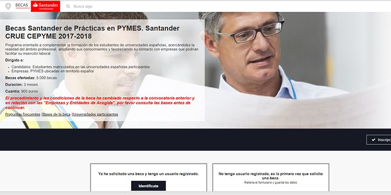 Amplíado el plazo de inscripción para las BECAS SANTANDER CRUE-CEPYME