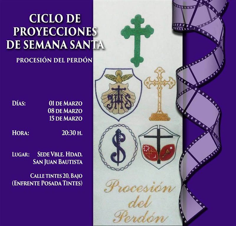 El jueves arranca una nueva edición del Ciclo de Proyecciones de Semana Santa organizado por las hermandades del Perdón