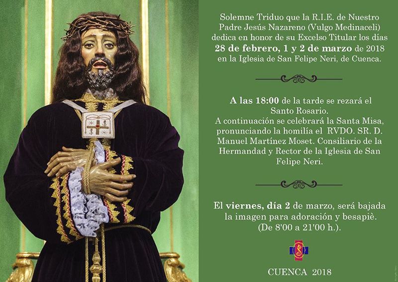 La R.I.E. de Nuestro Padre Jesús Nazareno (vulgo Medinaceli) celebra el 2 de marzo su solemne besapié a su Titular 3 La R.I.E. de Nuestro Padre Jesús Nazareno (vulgo Medinaceli) celebra el 2 de marzo su solemne besapié a su Titular