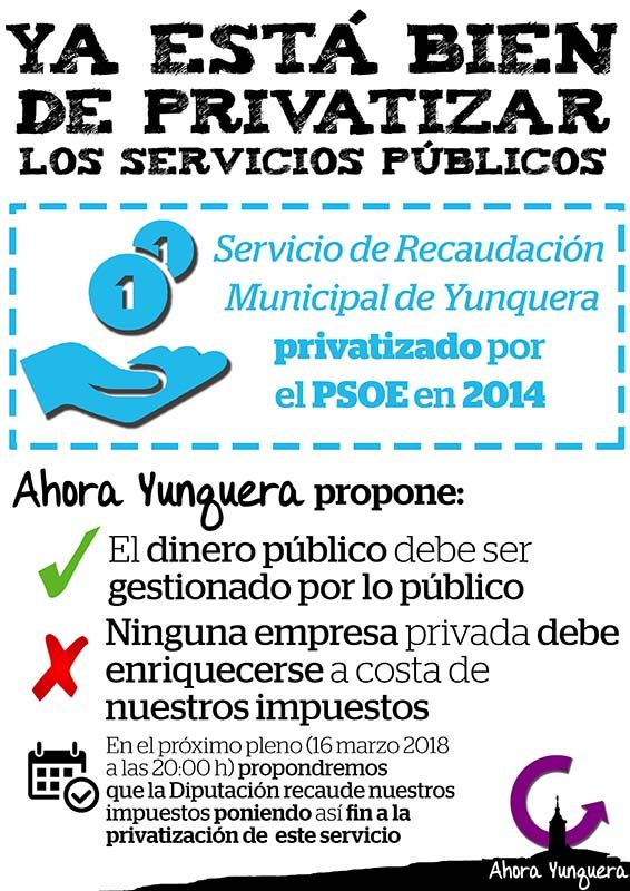 Ahora Yunquera plantea revertir la privatización de la recaudación municipal 3 Ahora Yunquera plantea revertir la privatización de la recaudación municipal