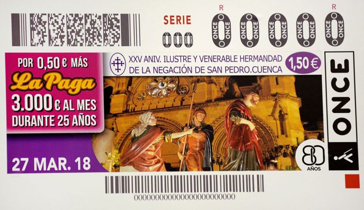 El XXV Anniversario de la Negación de San Pedro, hoy en los cupones de la ONCE