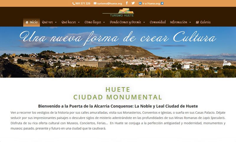 Huete presentará este martes su nuevo portal web de servicios turísticos