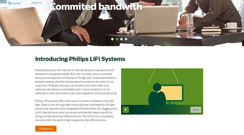 Philips Lighting presenta LiFi datos de banda ancha a través de la luz